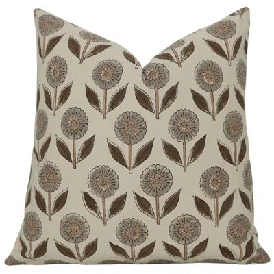 Fabdivine Handmade Block Print Cotton Throw Pillow Cover - Boho Farmhouse In Gray