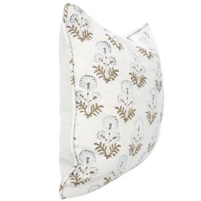 Fabdivine Handmade Block Print Linen Cushion Cover With Elegant Piping Detail Home Décor- Rishi In Brown;white