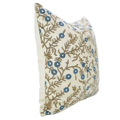 Fabdivine Handmade Cushion Cover – Block Printed Pillow For Sofa Or Couch, Shehjan, Dark Blue