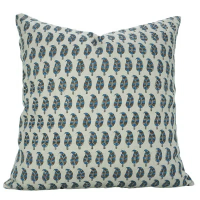 Fabdivine Handmade Cushion Cover, Decorative Throw For Sofa Or Bed- Lil Paisley In Blue;brown
