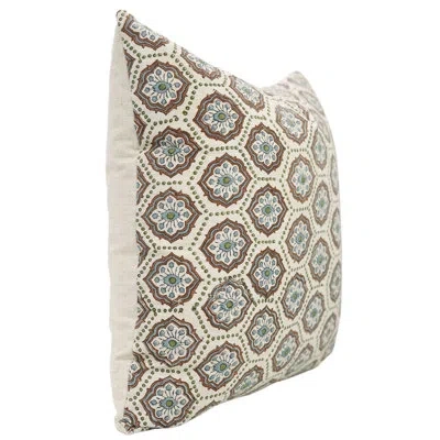 Fabdivine Handmade Floral Block Print, Brown, Charkha