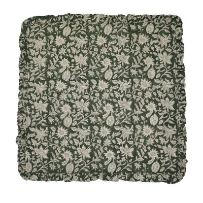 Fabdivine Handmade Frill Napkins 18x18 Inch Elegant Set Of 10 Table Décor, Manikarnika In Dark Green