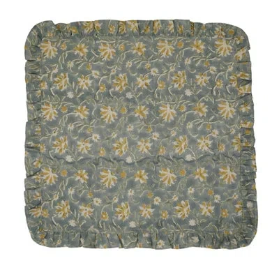 Fabdivine Handmade Frill Napkins 18x18 Inch Elegant Set Of 6 Table Décor, Aradhna In Mustard;slate Gray