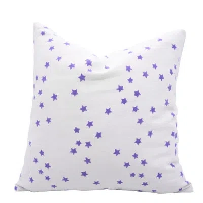 Fabdivine Handmade Halloween Twinkling Stars Décor Accent Cotton Throw Pillow Cover With Zipper For Farmhouse, In Purple Star Block Print