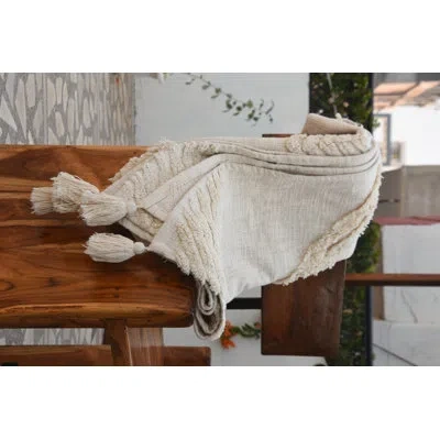 Fabdivine Handmade Mud Throw Blanket Soft Decorative Blanket, Living Room, Bedroom, Farmhouse Home Accent In Beige