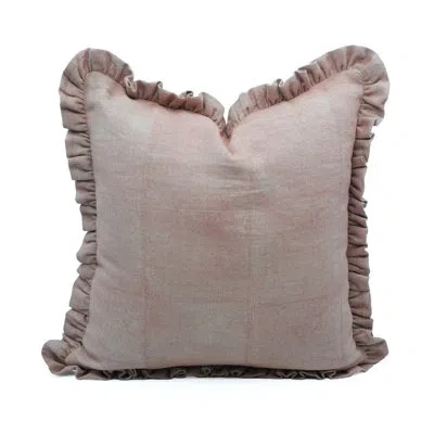 Fabdivine Handmade Solid Brown Thick Linen Frill Cushion Cover – Decorative Throw Pillow Cover For Sofa, Bed &