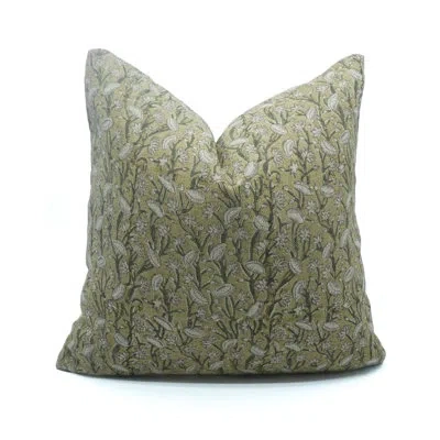 Fabdivine Handmade Thick Linen Pillow Cover Elegant Decorative Cushion Case For Living Room & Bedroom-brown In Green