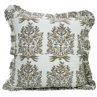 Fabdivine Handmade Throw Decoration Pillow Cover, Grey Cotton Fabric Frill Cushion Case In Brown;gray