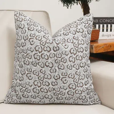 Fabdivine Heart Vine Decorative Viscose Linen Throw Pillow Cover In Grey