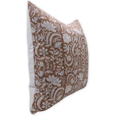 Fabdivine Kundanvan Kniff Edge Cotton Indoor/outdoor Pillow Cover In Brown