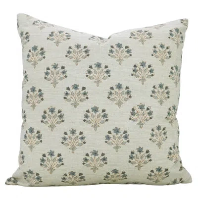 Fabdivine Linen Blend Pillowcase Cushion Cover, Throw, Block Print (vishal Pushp, Blue) 20"x20" In Gray Floral 1