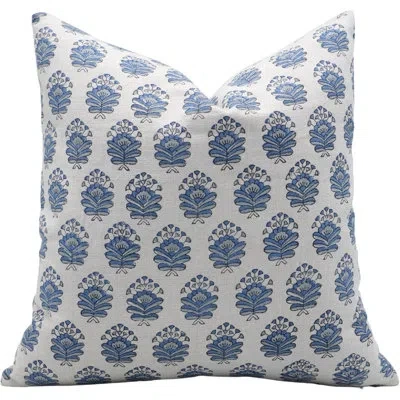 Fabdivine Linen Block Print Cushion Cover Â Perfect Home Decor Accessory, Bheesma, Blue