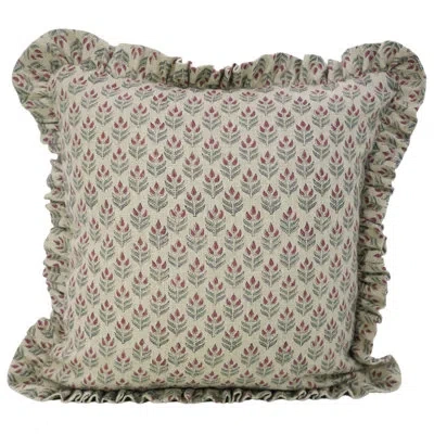 Fabdivine Linen Frill Pillowcase Cushion Cover, Soft Boho Farmhouse Décor, Lumbar (alia, Pink)