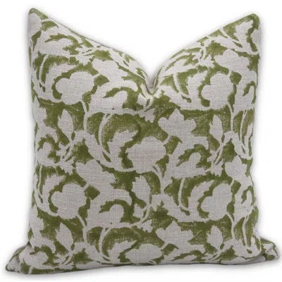 Fabdivine Linen Indoor/ Linen Indoor Pillow Cover In White,green