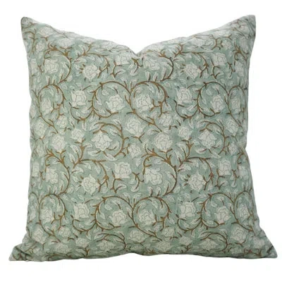 Fabdivine Linen Pillowcase Cushion Cover, Soft Boho Farmhouse Decor (amritvela) In Light Green