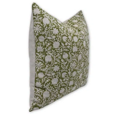Fabdivine Linen Throw Indoor/ Linen Indoor Pillow Cover In Green