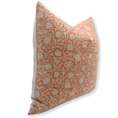 Fabdivine Linen Throw Indoor/ Linen Indoor Pillow Cover In Orange