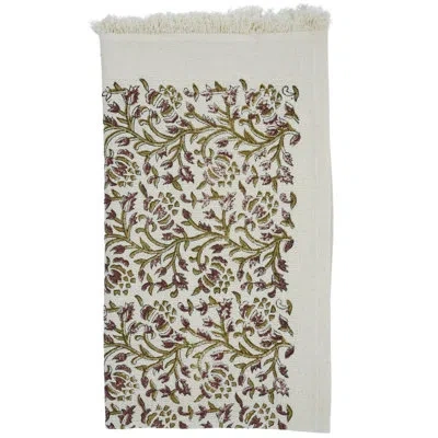 Fabdivine Luxury Floral Hand Block Print Waffle Cotton Hand Towels 17x32 Eco-friendly, Stylish Home Accessorie In Brown