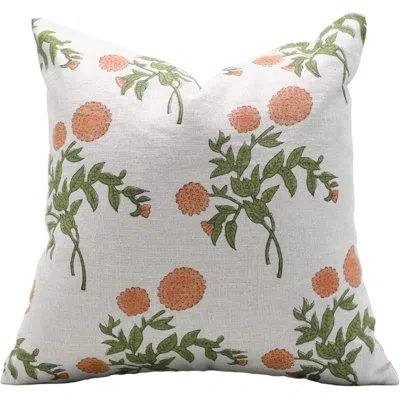 Fabdivine Luxury Handcrafted Cushion Covers For Home Dã©cor, Gulab Orange In Green;orange
