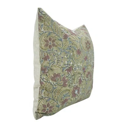 Fabdivine Premium Linen Cushion Cover Modern Home Accent, Kundanvan In Light Green