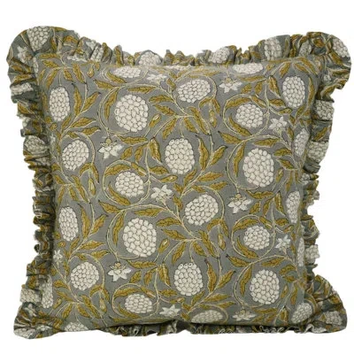 Fabdivine Pure Linen Throw Frill Pillowcase Cushion Cover, Farmhouse Decor (merakhi, Gray)