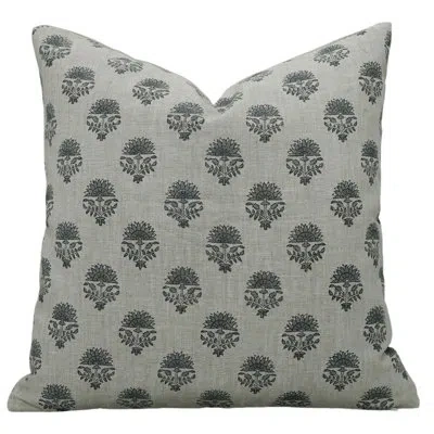 Fabdivine " Pure Linen Throw Pillow Cover - Handloom Print, Square, Sustainable, Cozy 20"x20"