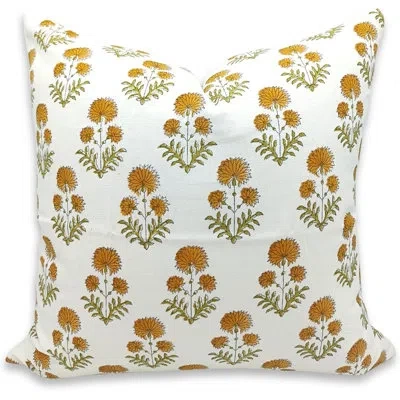 Fabdivine Rishi Cotton Lumbar Rectangular Indoor/outdoor Pillow Cover In Yellow