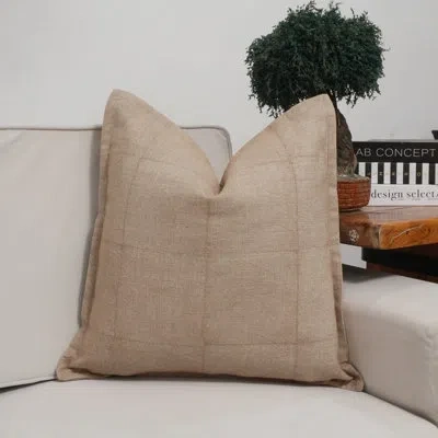 Fabdivine Solid Beige Thick Linen Double Oxford Edge Pillow Cover – Decorative Throw Cushion Cover For Sofa, B In Neutral