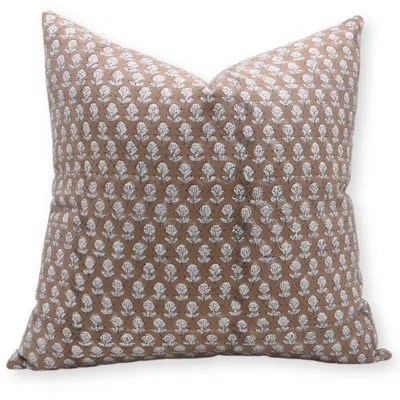 Fabdivine Tarnagini Floral Cotton Indoor/outdoor Pillow Cover In Brown