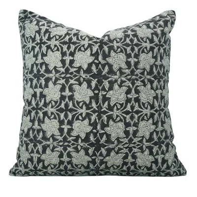 Fabdivine Throw Pillow Cover Handmade Cushion With Block Print, Chudamani Black