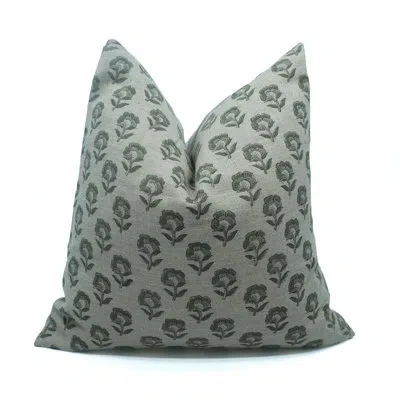 Fabdivine Traditional Block Print Thick Linen Pillow Cover Handmade Boho Decorative Cushion Cover-gray