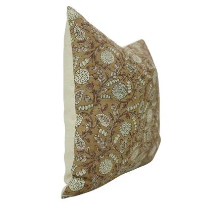Fabdivine Traditional Block Print Throw Pillow – Handmade For Living Room, Shillong, Brown