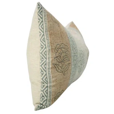 Fabdivine Unique Block Print Cushion Cover, Rohini Bordar In Brown