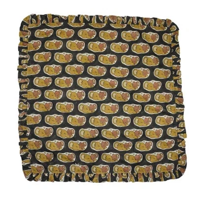 Fabdivine Vintage 18x18 Inch Frill Napkin Ideal For Kitchen & Dining Table, Set Of 12, Elephant In Black,brown