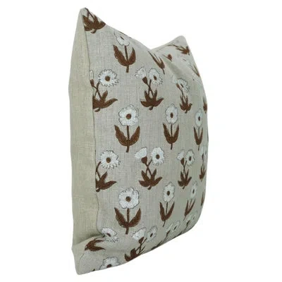 Fabdivine Vintage Block Print Lumbar Pillow Covers, Floral Thick Linen, (kirti, White)