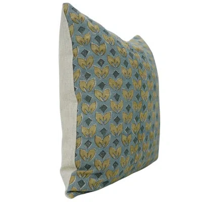 Fabdivine Vintage Block Print Pillow Covers, Floral Linen Blend, (titlee) In Blue