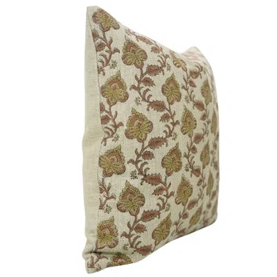 Fabdivine Vintage Block Print Throw Pillow Covers, Floral Linen, (madhubala, Rust)