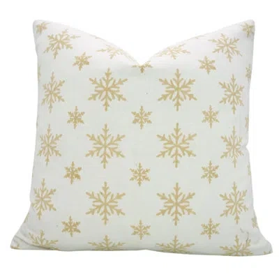 Fabdivine Vintage Handmade Ligte Brown Flower Print Throw Pillow Cover- Sparkle In Yellow