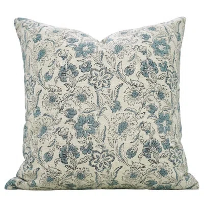 Fabdivine Viscous Linen Throw Pillowcase Cushion Cover, Soft Boho Farmhouse Decor (saraswati, Rust) 16"x16" In Blue Floral