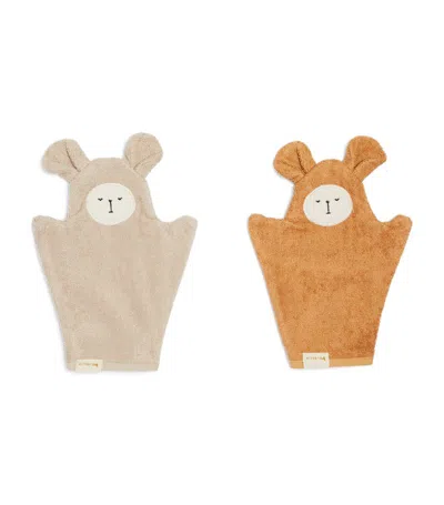 Fabelab Bear Bath Mitts (set Of 2) In Brown
