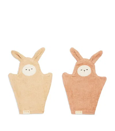 Fabelab Bunny Bath Mitts (set Of 2) In Brown