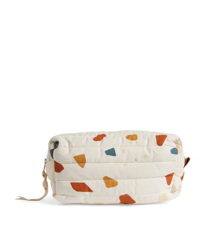 Fabelab Terrazzo Print Quilted Toiletry Bag In Beige