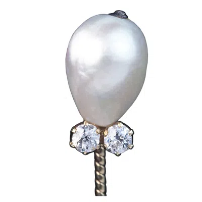Pre-owned Fabergé 1890s Faberge Antique Natural Pearl Diamond Gold Stickpin In Multi