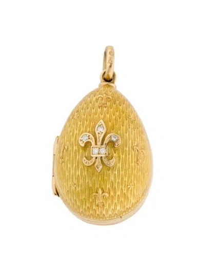 Pre-owned Fabergé 18k Diamond & Enamel Egg Pendant, 1.5" In Multi