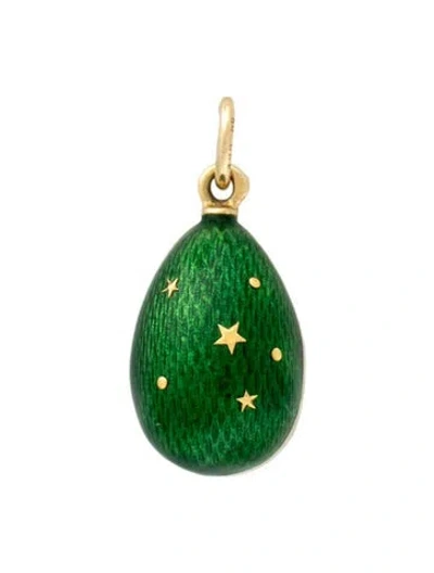 Pre-owned Fabergé 18k Enamel Egg Pendant, 1" In Multicolor