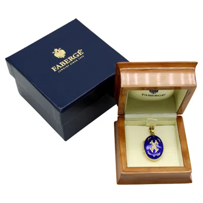 Pre-owned Fabergé 18k Gold Diamond Guilloche Enamel Locket By Victor Mayer In Multi