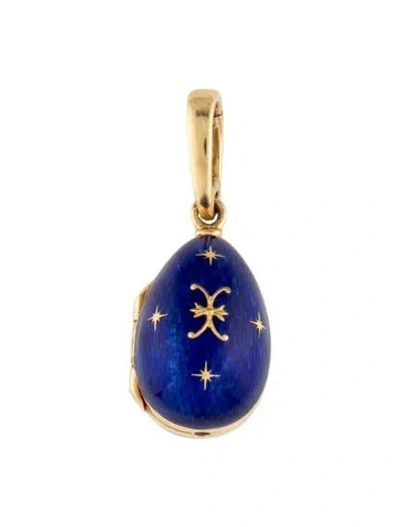 Pre-owned Fabergé 18k Limited Edition Guilloché Enamel Egg Pendant, 1.25" In Multicolor