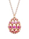 Fabergé 18k Rose Gold Cosmic Curve Ruby And Sapphire Egg Pendant In Gold