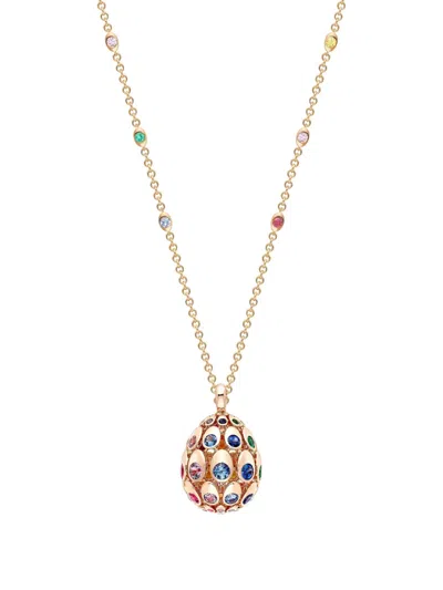 Fabergé 18k Rose Gold Rainbow Egg Multi-stone Pendant
