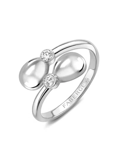 Fabergé 18k White Gold Crossover Diamond Ring In Metallic